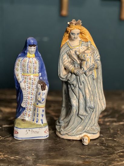 Vierge à l'enfant et sainte Anne en faïence...