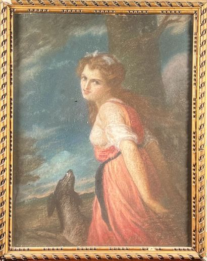FRENCH SCHOOL 
Portrait of a woman as Diana
Pastel...