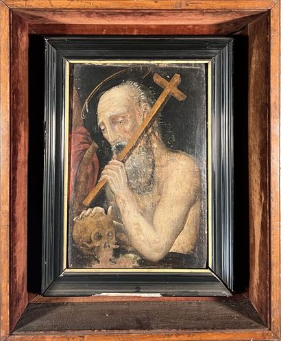 null 17th century MERIDIONAL school
Saint Jerome meditating
Oil on panel (many wears,...