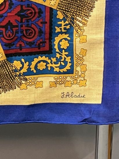 null HERMÈS PARIS Blue and yellow cashmere shawl / stole BRINS D'OR by Julia Abadie

The...