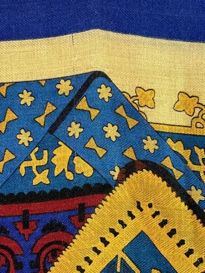 null HERMÈS PARIS Blue and yellow cashmere shawl / stole BRINS D'OR by Julia Abadie

The...