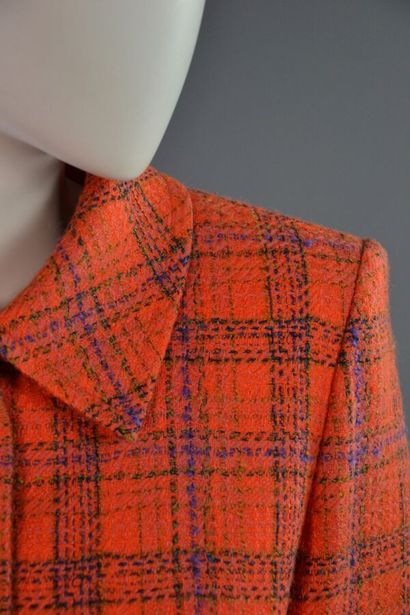 null YVES SAINT LAURENT variation - Ensemble tailleur en tweed de laine orange à...