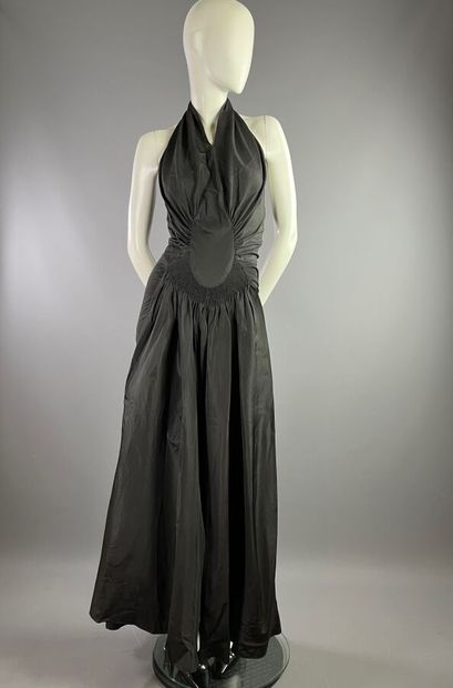 CHANEL Black silk faille halter dress - Early...