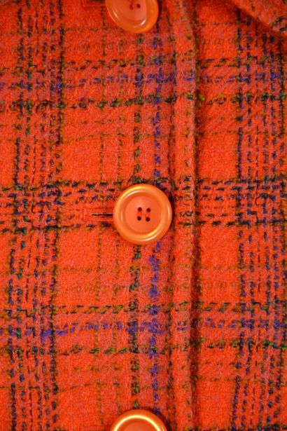 null YVES SAINT LAURENT variation - Ensemble tailleur en tweed de laine orange à...