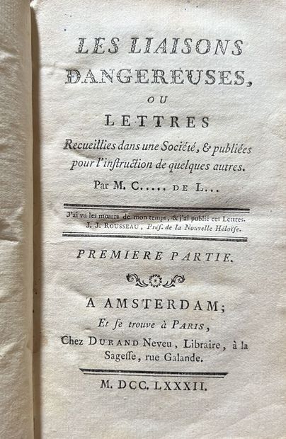 null LACLOS (Pierre Choderlos de). Les Liaisons dangereuses, or Letters collected...