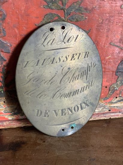 Engraved oval copper plate, 