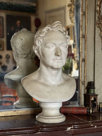 Carrara marble bust of a man, entourage of...