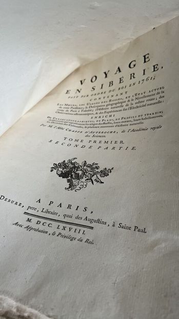 null CHAPPE D'AUTEROCHE (Jean-Baptiste). Voyage en Sibérie. Paris Debure, 1768; 1...