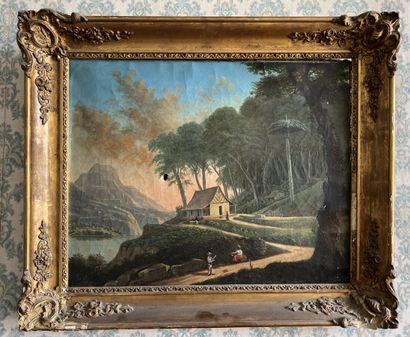 null 19th century COLONIAL school
Landscape at home in the Isles
Oil on canvas (pierced...