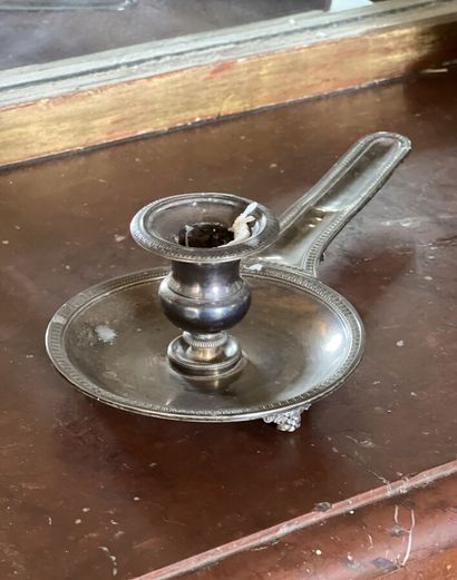 Silver candlestick with water leaves decoration...