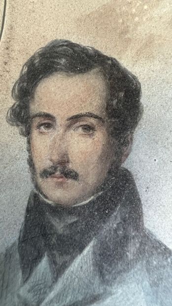 null French school of the 19th century
Portrait of a man with a moustache in frock...