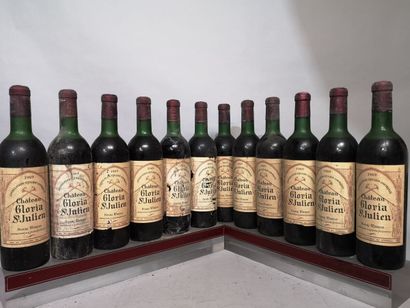 null 12 bouteilles Château GLORIA - Saint Julien 1969 Étiquettes légèrement tachées,...