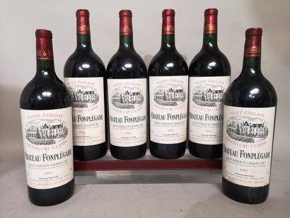 null 6 magnums Château FONPLEGADE - Saint Emilion Grand Cru 1992 Labels slightly...