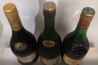 null 3 bottles 70cl COGNACS DIVERS Années 70' 1 BISQUIT Trois etoiles, 1 Fine Champagne...