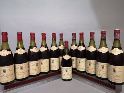 null 12 bottles BEAUJOLAIS DIVERS 1982 - Pierre FERRAUD) 7 FLEURIE, 4 SAINT AMOUR...