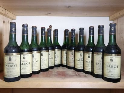 null 12 bouteilles Château TALBOT - 4ème Gcc Saint Julien 1970 Étiquettes légèrement...
