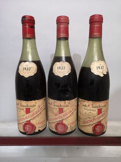 null 3 bouteilles GRANDS ECHEZEAUX - Emile CHANDESAIS 1937 Étiquettes légèrement...