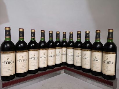 null 12 bouteilles Château TALBOT - 4ème Gcc Saint Julien 1979 Étiquettes légèrement...