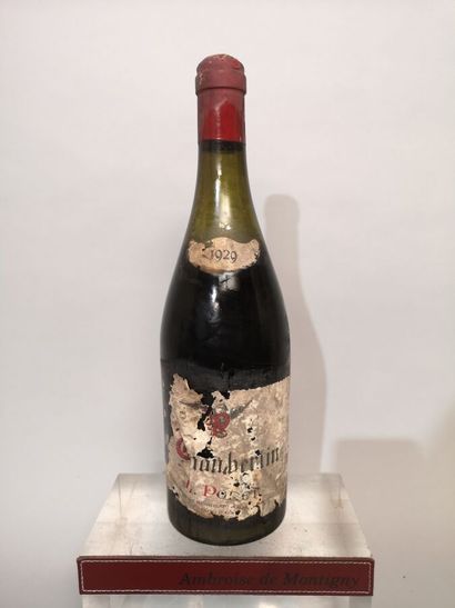 null 1 bouteille CHAMBERTIN - L. PORET 1929 Etiquette tachée et abîmée. Niveau 6...