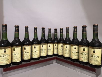 null 12 bouteilles Château TALBOT - 4ème Gcc Saint Julien 1976 Étiquettes légèrement...