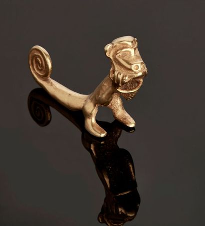 Small monkey in yellow gold 14 k (585 thousandths),...