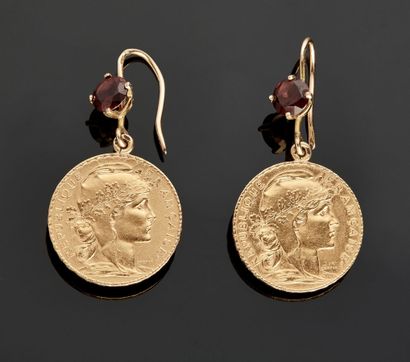 Pair of earrings in yellow gold 18 k (750...