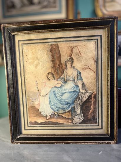 null Ecole du XVIIIe siècle
Mère et fille assises dans un parc
Encre et aquarelle...