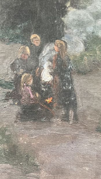 null Emile CAGNIART (1851-1911)
Enfants devant le feu, la roulotte
Huile sur toile,...