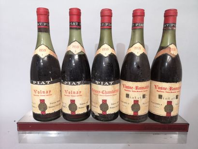 5 bouteilles BOURGOGNE DIVERS 1959 PIAT &...