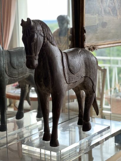 Carved wooden horse
Asian work
Height: 87.5...