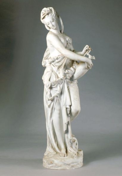D'après Albert-Ernest CARRIER-BELLEUSE (1824-1897) Jeune femme drapée à l'antique...