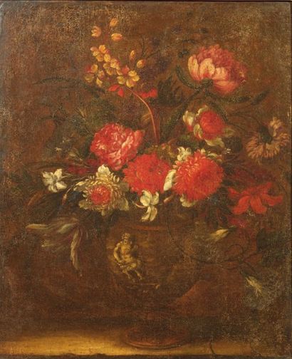 ÉCOLE FRANÇAISE du XVIIe siècle, entourage de Nicolas BAUDESSON Bouquet de fleurs...