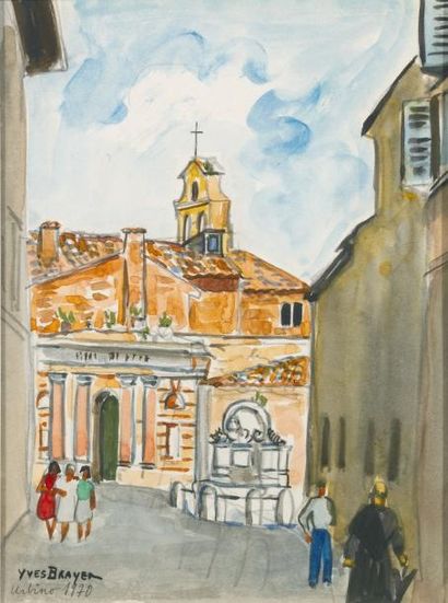 Yves BRAYER (1907-1990) Urbino Aquarelle, signée en bas à gauche, datée 1970 et située....