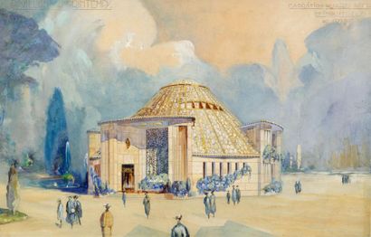 Attribué à Georges WYBO (1880- 1943) Pavillon du Printemps Aquarelle représentant...