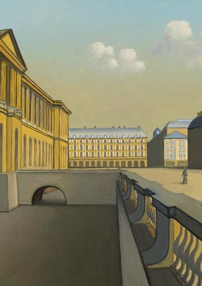 Georges ROHNER (1913-2000) La Colonnade du Louvre Huile sur toile, signée en bas...