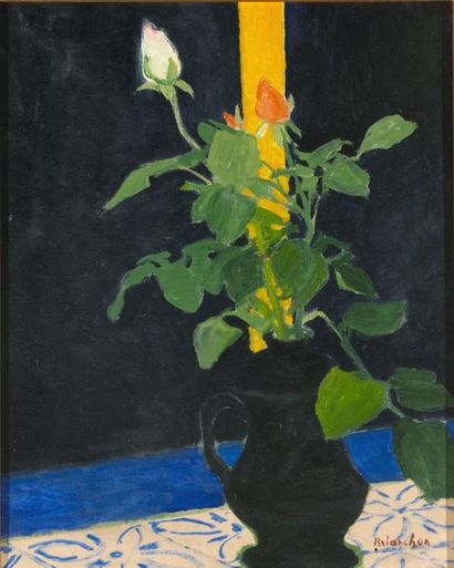 Maurice BRIANCHON (1899-1979) Les roses Huile sur toile, signée en bas à droite....