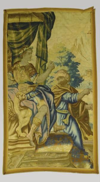 null Grand fragment de tapisserie flamande du début du XVIIème siècle. Marc Antoine...