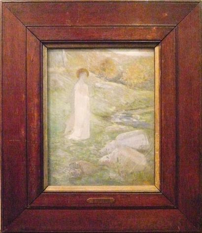 Henri CHARRIER Paysage symboliste Pastel signé en bas à droite et daté 1892. 35 x...