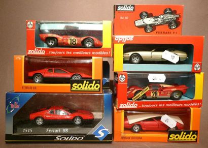 SOLIDO 6 Véhicules en boite Ferrari de divers modèles, réf. 167-182-165-177-44-16....