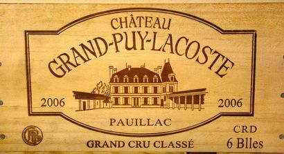null 6 Bouteilles Château GRAND PUY LACOSTE 2006 - Pauillac Caisse bois d'origin...