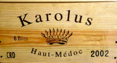 null 12 Bouteilles Château KAROLUS 2002 - Haut Médoc Caisses bois d'origine 6 Bo...