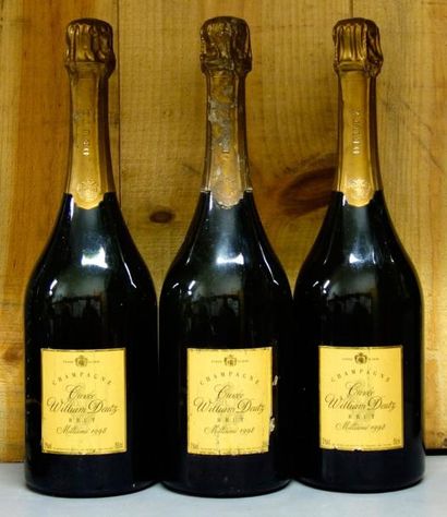 null 3 Bouteilles DEUTZ "CUVÉE WILLIAM" 1998 - Champagne étiquettes tachées, une...