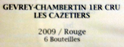 null 12 Bouteilles GEVREY CHAMBERTIN 1er Cru "LES CAZETIERS" 2009 - L. JADOT