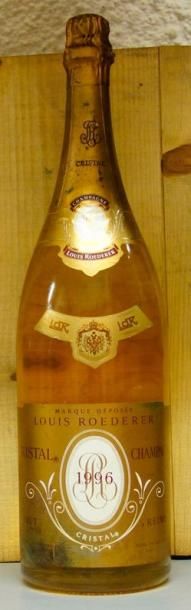 null 1 Double magnum CRISTAL ROEDERER 1996 - Champagne étiquette tachée