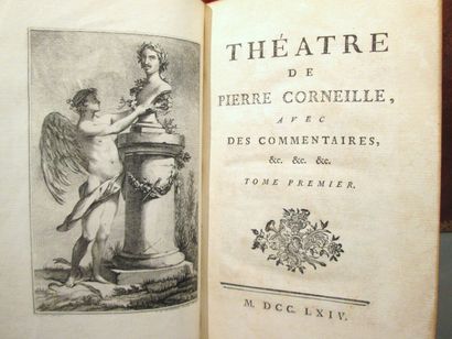 CORNEILLE (Pierre) Théâtre, avec des commentaires. S.l., 1764, 12 vol. in-8, dos...