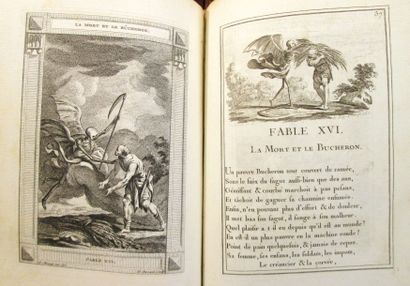 LA FONTAINE Fables choisies. Paris, 1765, 6 vol. in-8, veau marbré, dos lisses ornés,...