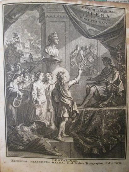 P. VIRGILII MARONIS OPERA Leovardiae, Franciscus Halma, 1717, deux tomes reliés en...