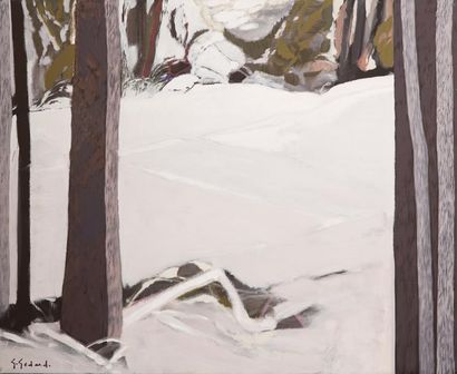 Gabriel GODARD (1933) Paysage de neige - Huile sur toile signée en bas à gauche 81...