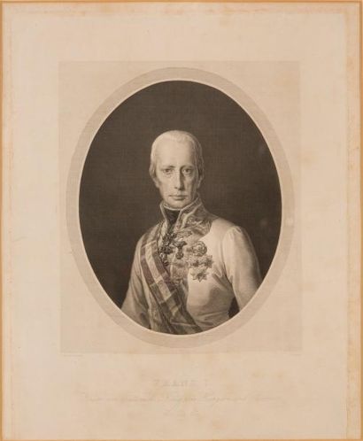 D'après Léopold KUPELWIEFER (1796-1862) Portrait dans un ovale de Frantz I, Kaiser...