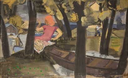 Antoine CHARTRES (1903-1968) Paysage Huile sur toile, signée en bas à gauche. 97...